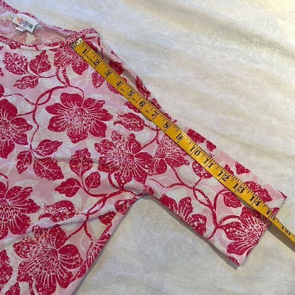 LuLaRoe buttery soft Irma tunic High Low Floral Size XXS Womens Pink White - Picture 7 of 8